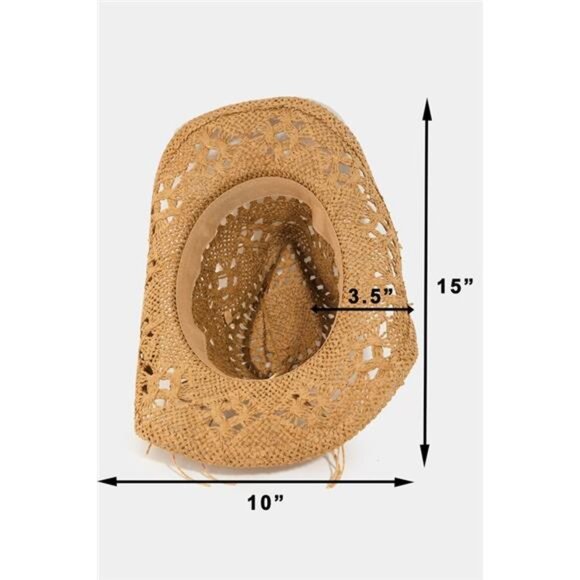 ✨NWT Fame Western‎ Straw Braided Cowboy Sun Hat - Picture 3 of 3